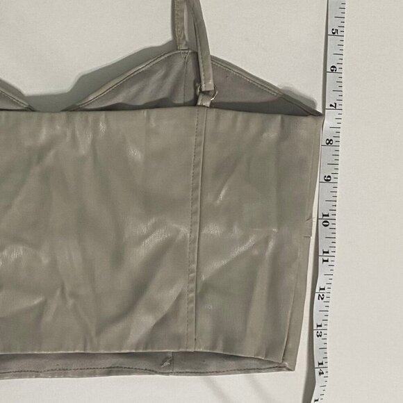 Zara Faux Leather Cream Colored Crop Tank Top with Adjustable Straps, Size S - Picture 8 of 9